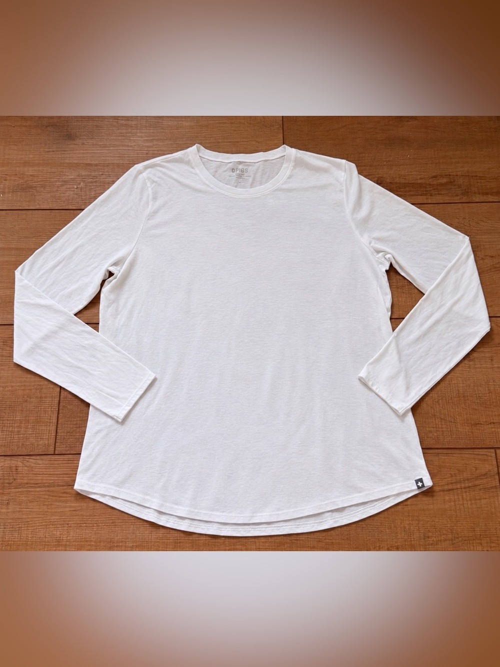 FIGS White Pima Cotton Modal Long Sleeve Underscrub Tee L NWOT